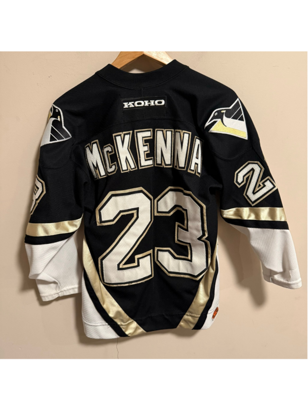 KOHO Pittsburg Penguins McKenna #23 Jersey Kids Jersey Patch Sewn-Size Large XL